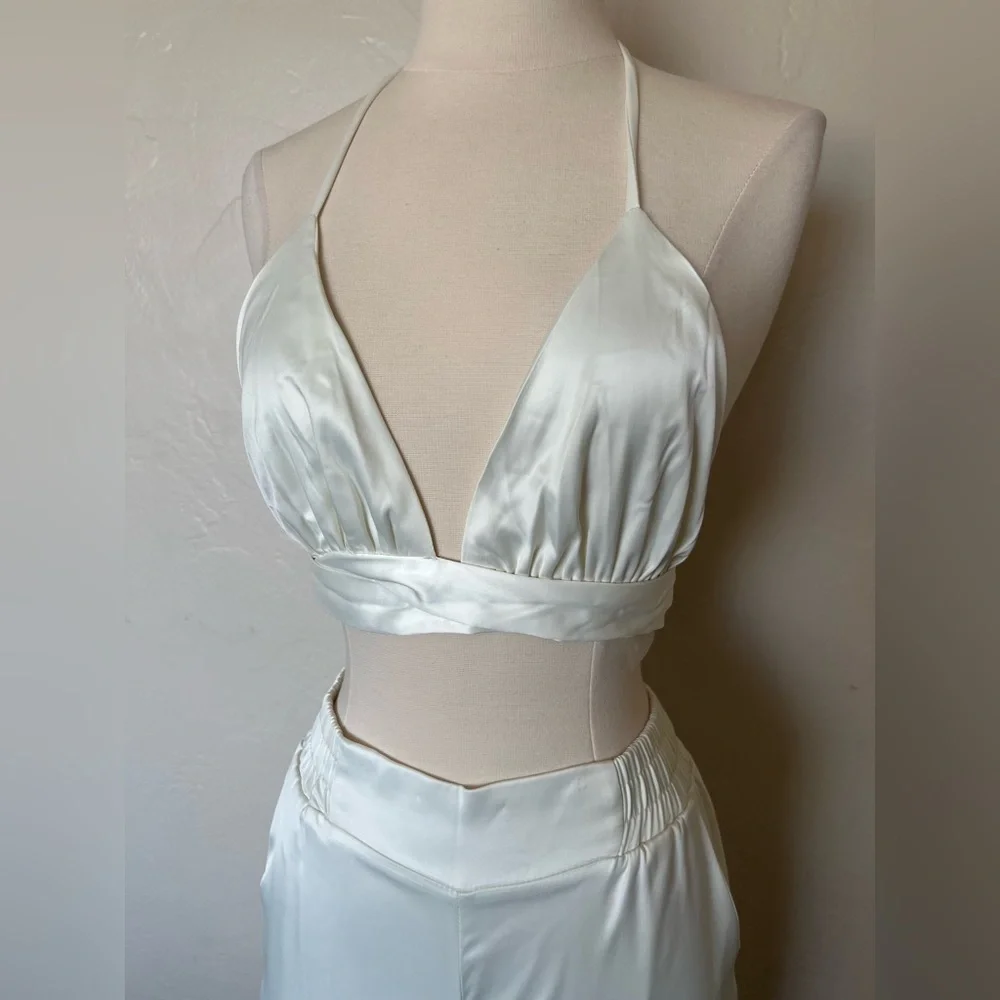 NEW Silky Coord Set- Tie Up Top, Blazer, and Pants - Picture 8 of 16